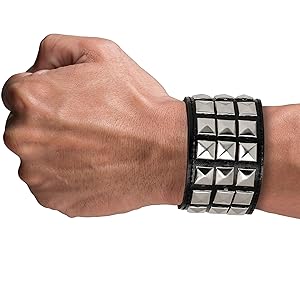 Amazon.com: Skeleteen Punk Leather Stud Bracelet - Leather